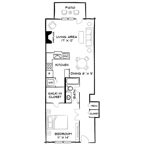 Vaughan Place -Washington, DC - Design 1F Floor Plan Diagram