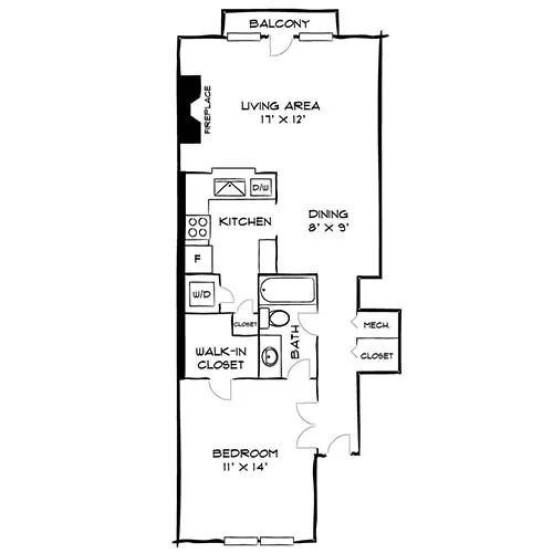 Vaughan Place - Washington, DC - Design 1F Floor Plan Diagram