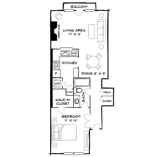 Vaughan Place -Washington, DC - Design 1F Floor Plan Diagram
