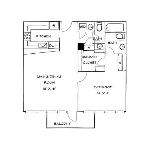Capital Crescent Trail Residences - Bethesda, MD - Holly Floor Plan Diagram