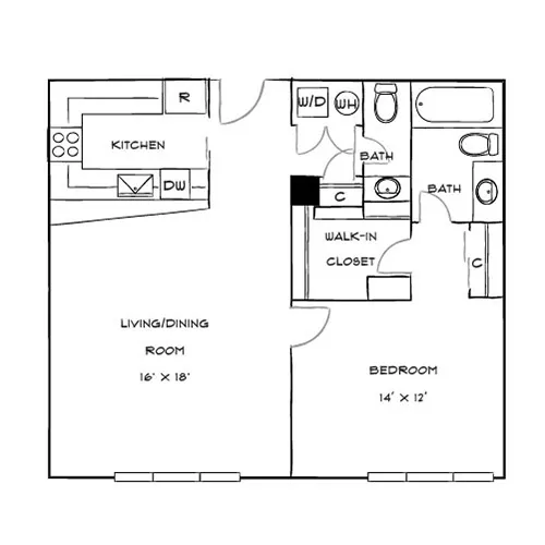 Capital Crescent Trail Residences - Bethesda, MD - Holly Floor Plan Diagram