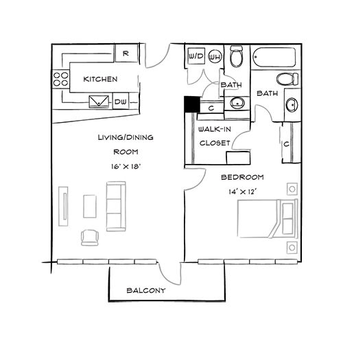 Capital Crescent Trail Residences - Bethesda, MD - Holly Floor Plan Diagram