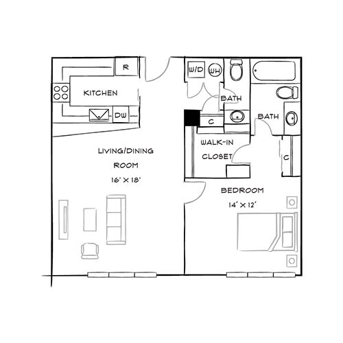Capital Crescent Trail Residences - Bethesda, MD - Holly Floor Plan Diagram