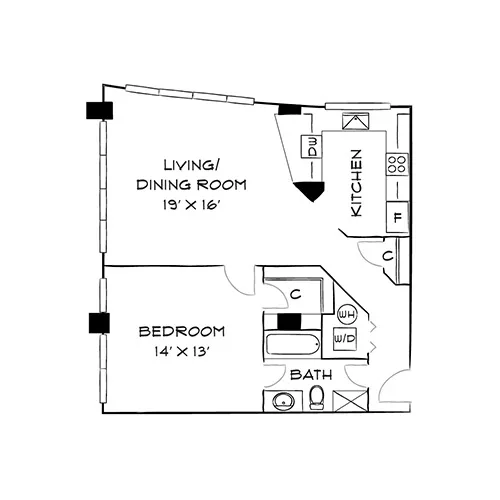 Capital Crescent Trail Residences - Bethesda, MD - Cypress Floor Plan Diagram