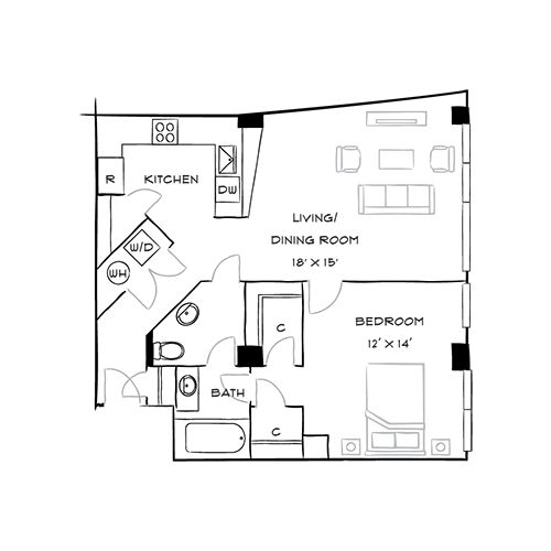 Capital Crescent Trail Residences - Bethesda, MD - Cypress Floor Plan Diagram