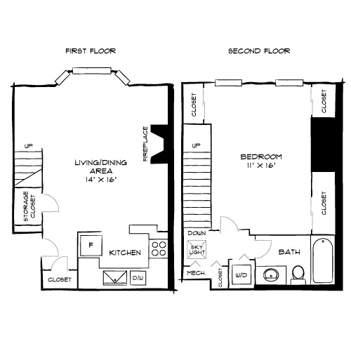 Vaughan Place - Washington, DC - Design 1G Floor Plan Diagram
