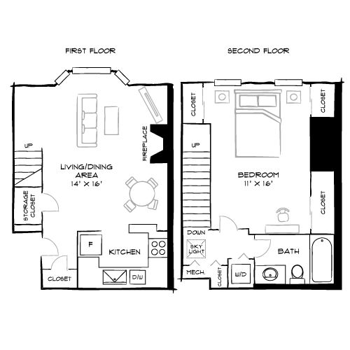 Vaughan Place - Washington, DC - Design 1G Floor Plan Diagram
