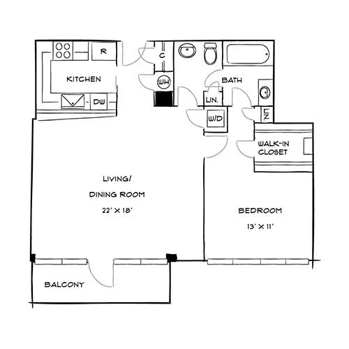 Capital Crescent Trail Residences - Bethesda, MD - Beech Floor Plan Diagram