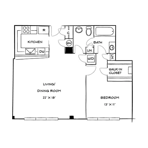Capital Crescent Trail Residences - Bethesda, MD - Beech Floor Plan Diagram