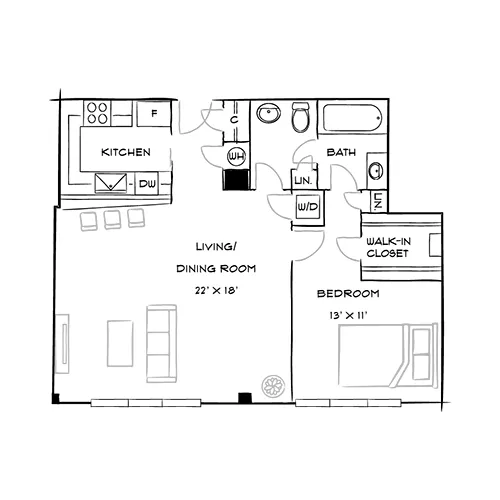 Capital Crescent Trail Residences - Bethesda, MD - Beech Floor Plan Diagram