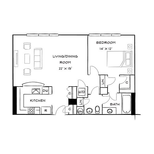 Capital Crescent Trail Residences - Bethesda, MD - Beech Floor Plan Diagram