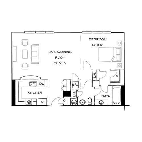 Capital Crescent Trail Residences - Bethesda, MD - Beech Floor Plan Diagram