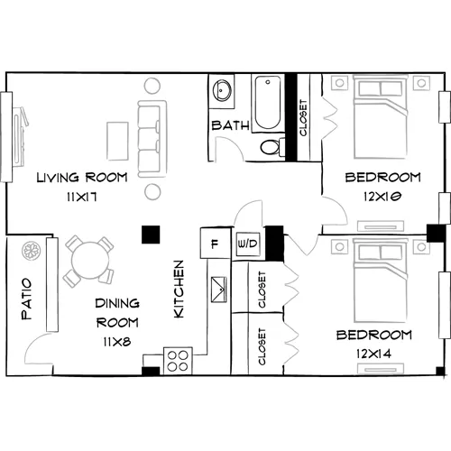 Southgate Towers - Miami, FL - Design 2A10 Floor Plan Diagram