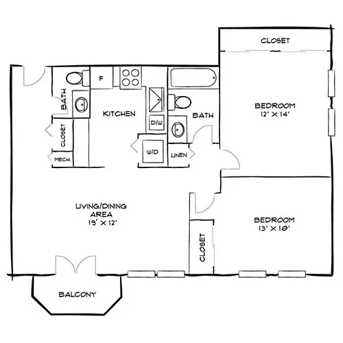 Vaughan Place - Washington, DC - Design 2A15 Floor Plan Diagram
