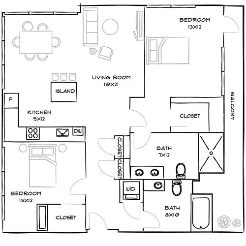 Indigo Apartments - Redwood City, CA - Floor Plan Diagram