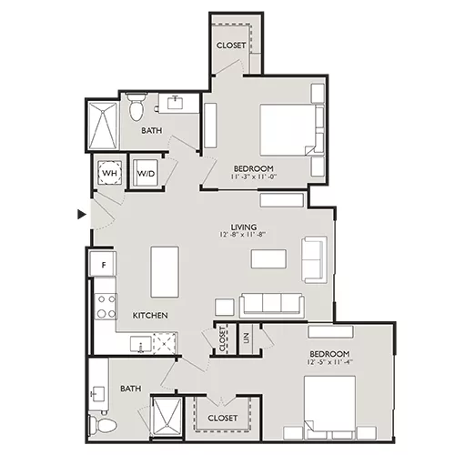 Upton Place - Washington DC - 2 Bedroom Floor plan diagram