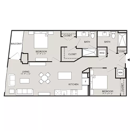 Upton Place - Washington DC - 2 Bedroom Floor plan diagram