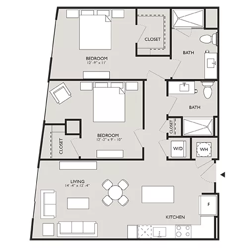 Upton Place - Washington DC - 2 Bedroom Floor plan diagram