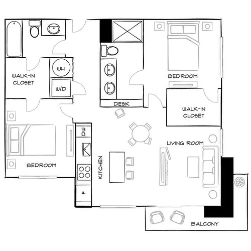 The District at Flagler Village - Fort Lauderdale, FL - Floor Plan Diagram Furnished
