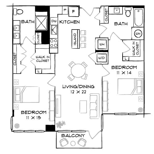Flats 8300 - Bethesda, MD - Floor Plan Diagram