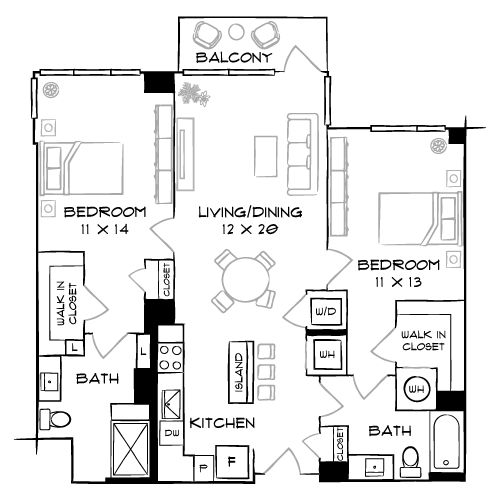 Flats 8300 - Bethesda, MD - Floor Plan Diagram