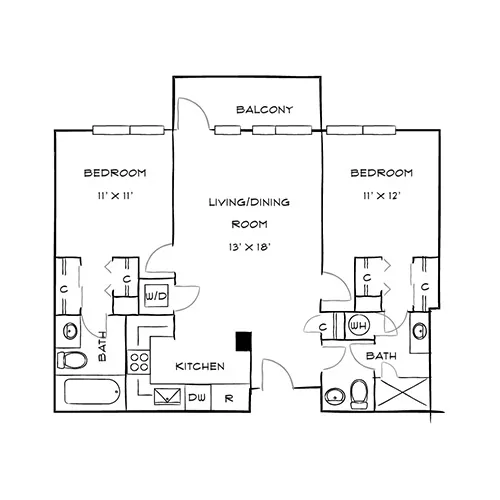 Capital Crescent Trail Residences - Bethesda, MD - Palm Floor Plan Diagram
