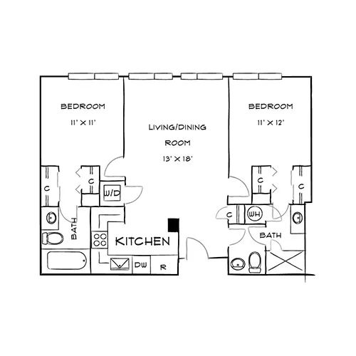 Capital Crescent Trail Residences - Bethesda, MD - Palm Floor Plan Diagram
