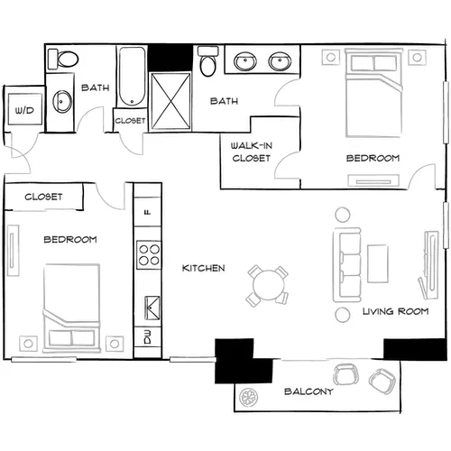 The District at Flagler Village - Fort Lauderdale, FL - Floor Plan Diagram Furnished