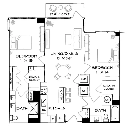 Flats 8300 - Bethesda, MD - Floor Plan Diagram