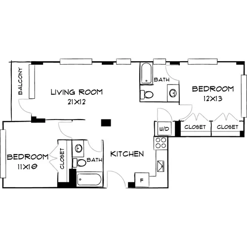 Southgate Towers - Miami, FL - Design 2A Floor Plan Diagram