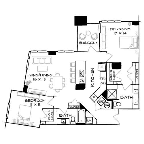 Flats 8300 - Bethesda, MD - Floor Plan Diagram