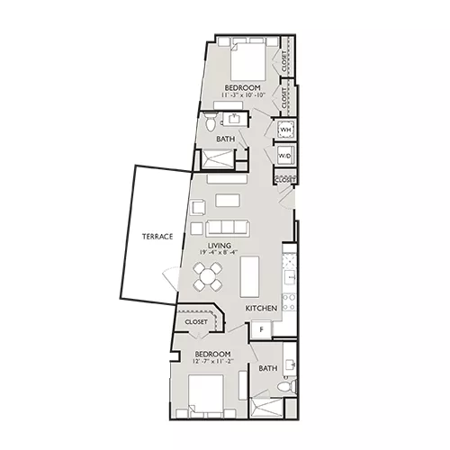 Upton Place - Washington DC - 2 Bedroom Floor plan diagram
