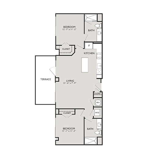 Upton Place - Washington DC - 2 Bedroom Floor plan diagram