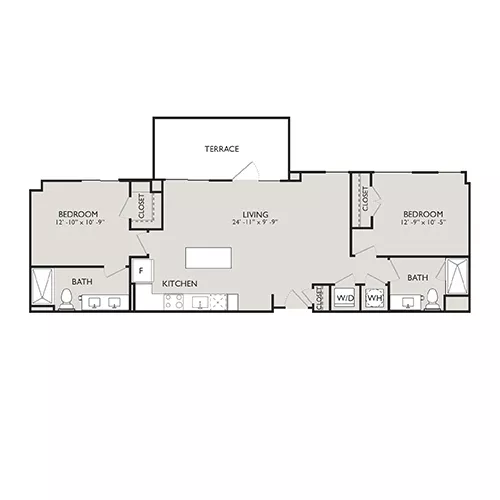 Upton Place - Washington DC - 2 Bedroom Floor plan diagram