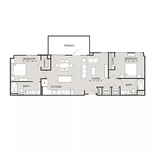 Upton Place - Washington DC - 2 Bedroom Floor plan diagram