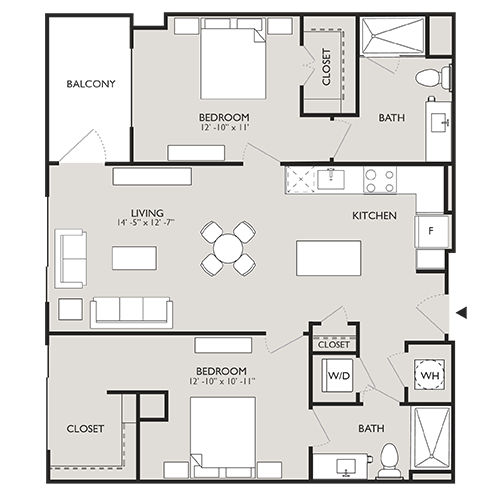 Upton Place - Washington DC - 2 bed Floor plan diagram 