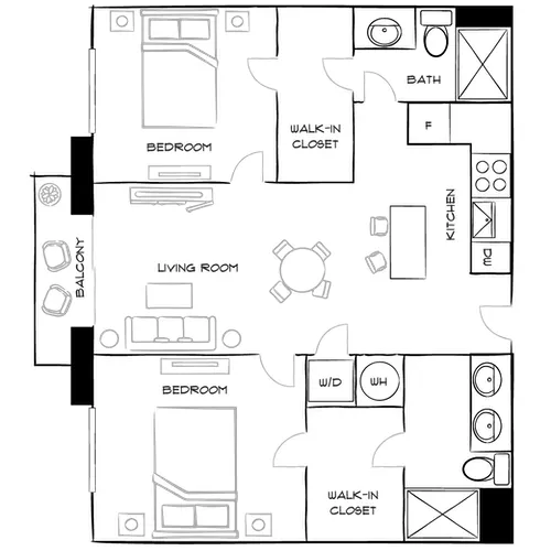The District at Flager Village - Fort Lauderdale, FL - Floor Plan Diagram Furnished