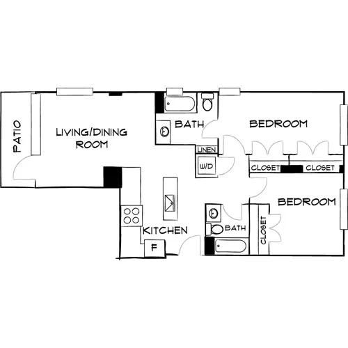 Southgate Towers - Miami, FL - Design 2B Floor Plan Diagram