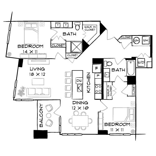 Flats 8300 - Bethesda, MD - Floor Plan Diagram