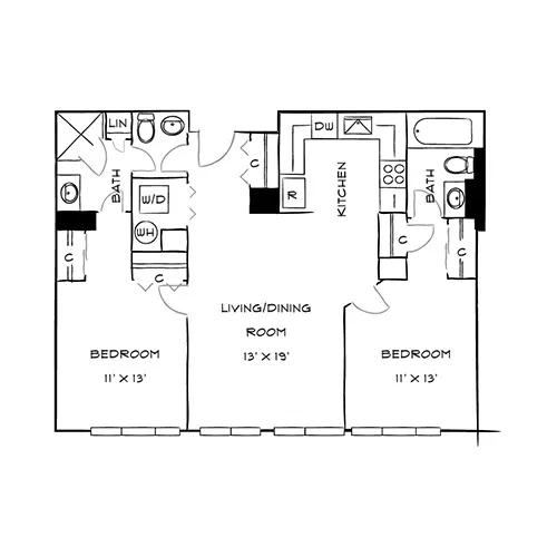 Capital Crescent Trail Residences - Bethesda, MD - Magnolia Floor Plan Diagram