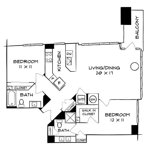 Flats 8300 - Bethesda, MD - Floor Plan Diagram