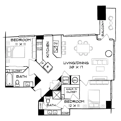 Flats 8300 - Bethesda, MD - Floor Plan Diagram