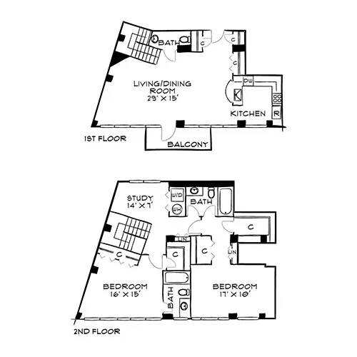 Capital Crescent Trail Residences - Bethesda, MD - Mahogany Floor Plan Diagram