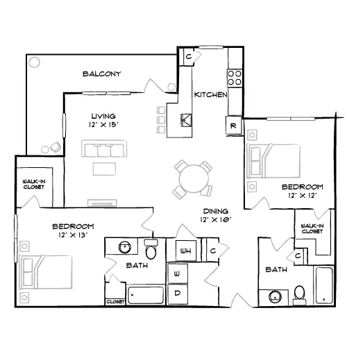 Brizo - Durham, NC - Floor Plan Diagram