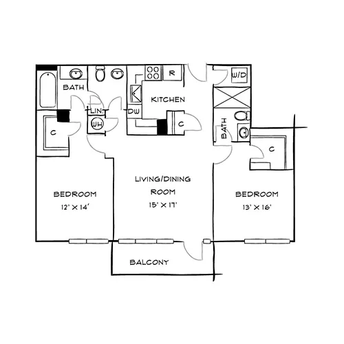 Capital Crescent Trail Residences - Bethesda, MD - Walnut Floor Plan Diagram