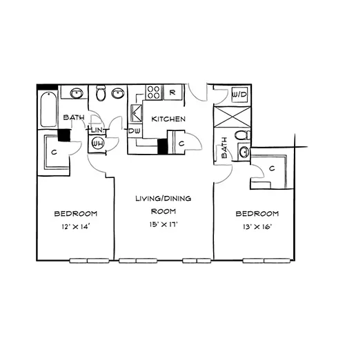 Capital Crescent Trail Residences - Bethesda, MD - Walnut Floor Plan Diagram