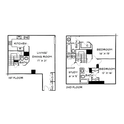 Capital Crescent Trail Residences - Bethesda, MD - Silverbell Floor Plan Diagram