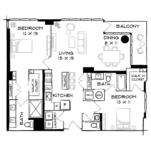 Flats 8300 - Bethesda, MD - Floor Plan Diagram