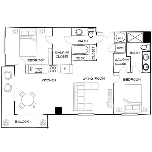 The District at Flagler Village - Fort Lauderdale, FL - Floor Plan Diagram Furnished