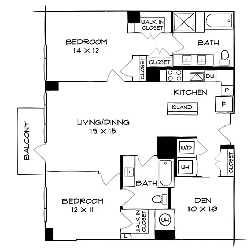 Flats 8300 - Bethesda, MD - Floor Plan Diagram